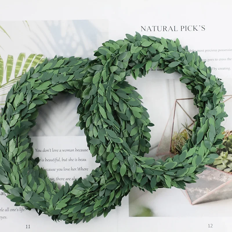 Christmas Wreath Fake - 7 Metre Demir Tel Yeşil Yaprak