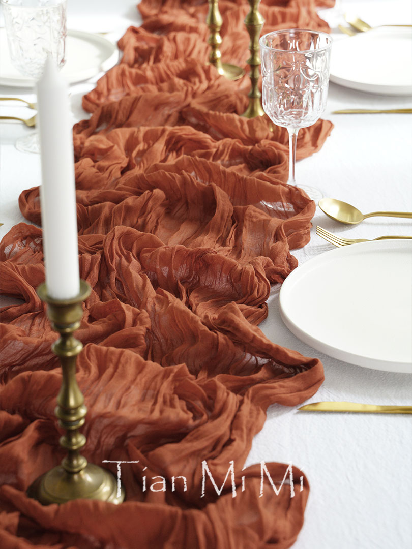 Christmas Table Runner - Yarı şeffaf gazlı bez masa koşucu