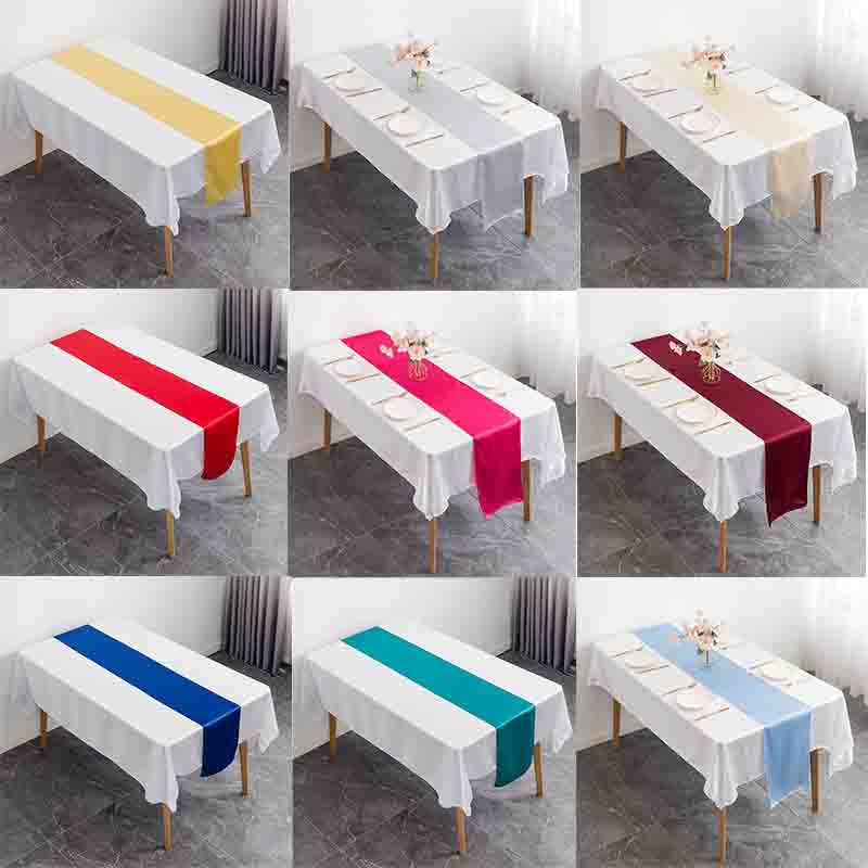 Christmas Table Runner - 12x108 inç saten düğün masa koşucuları