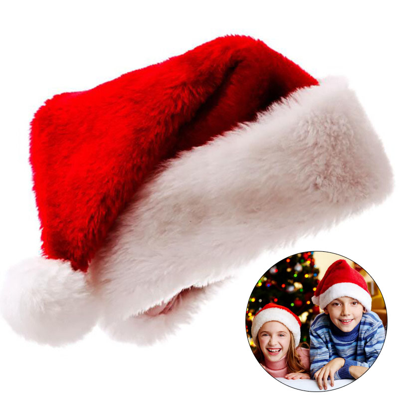 Santa Hat Plush - Yetişkinler ve Çocuklar için Kalınlaştırılmış Sıcak